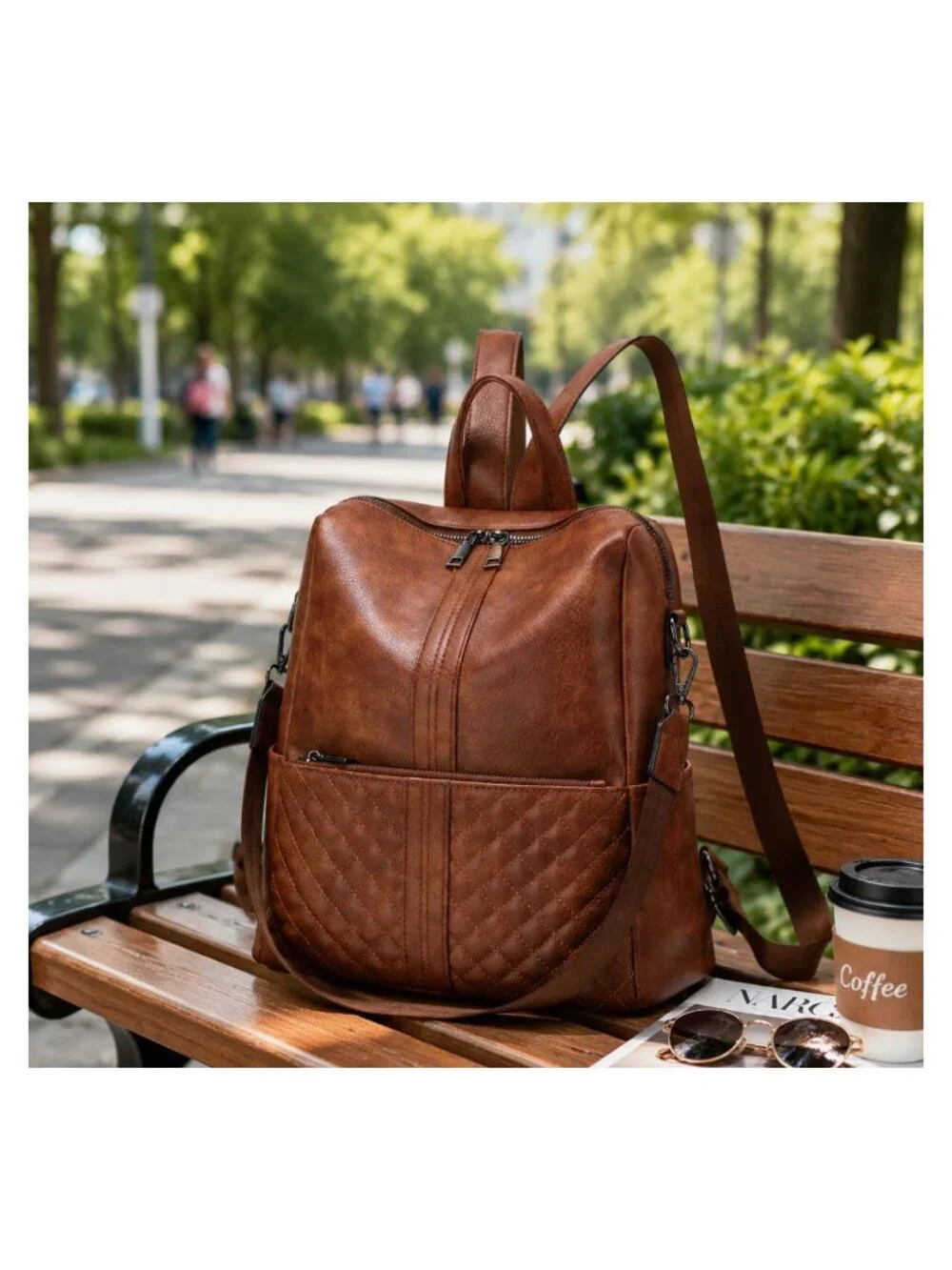 Faux Leather Fashion Backpack Purse Vegan Leather Women's Travel Daypack